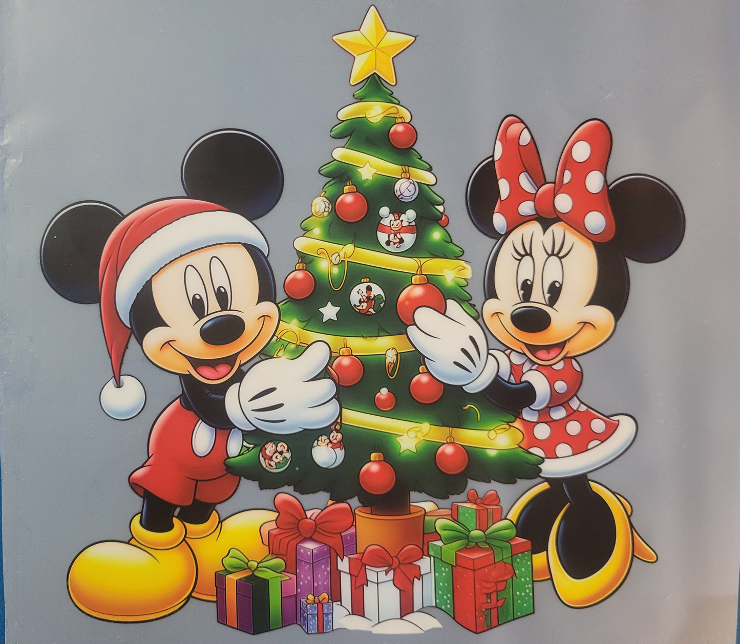 FULL COLOR DTF TRANSFERS-mickey & Minnie Xmas tree image 0