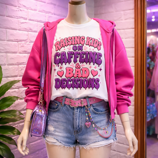 “Raising Kids on Caffeine & Bad Decisions” Tee image 0
