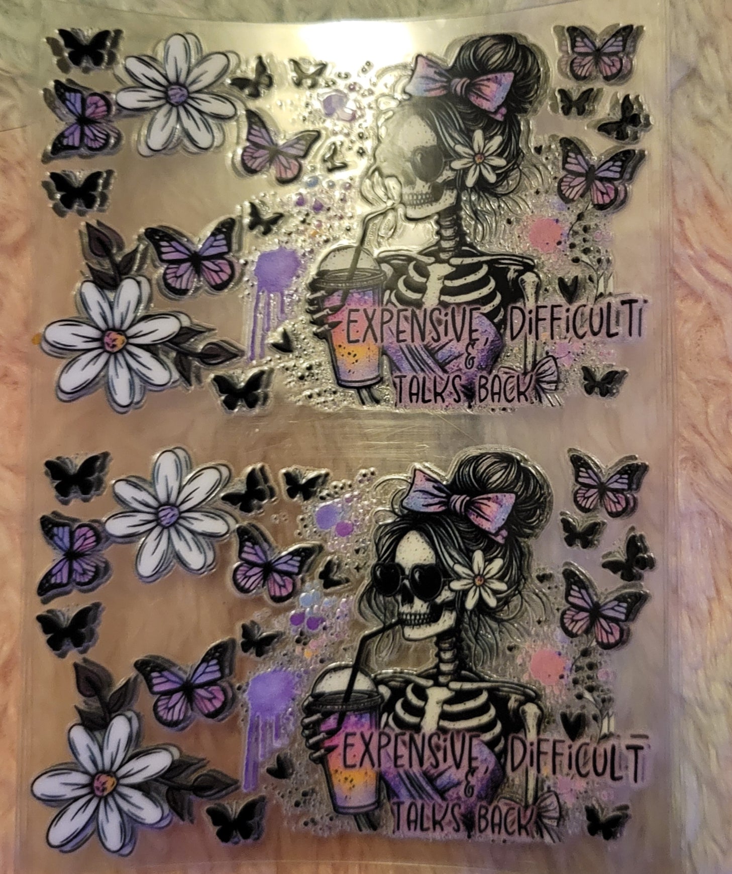 💎 Expensive, Difficult, Talks Back UV DTF Bank Card Wrap – 2 Pieces 💎 image 0