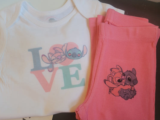 Stitch & Angel Baby Outfit – Onesie & Pants Set image 0