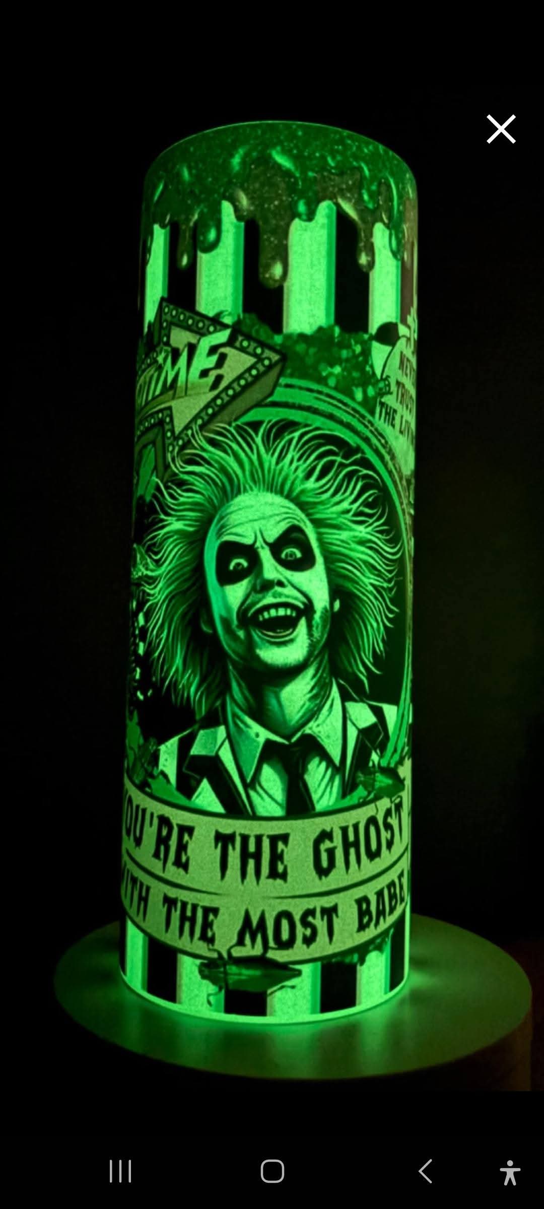 👻 Glow-in-the-Dark Beetlejuice Tumbler – 20oz Stainless Steel ✨ image 0