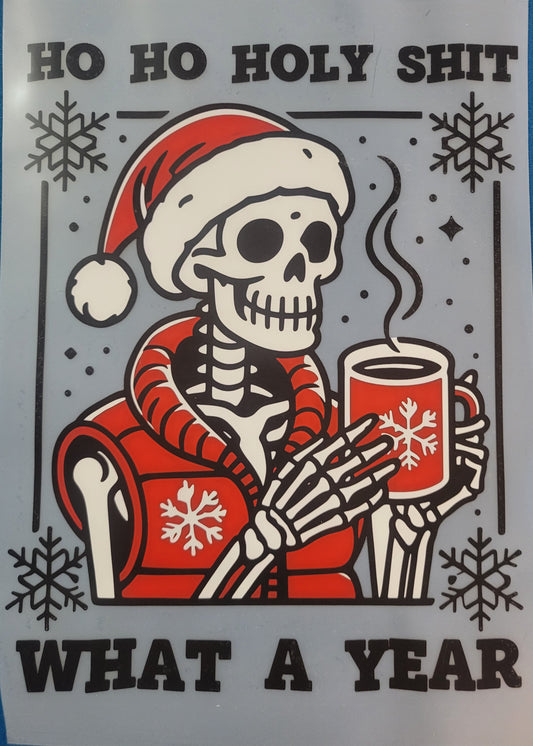 Full COLOUR DTF TRANSFERS- skull christmas  image 0