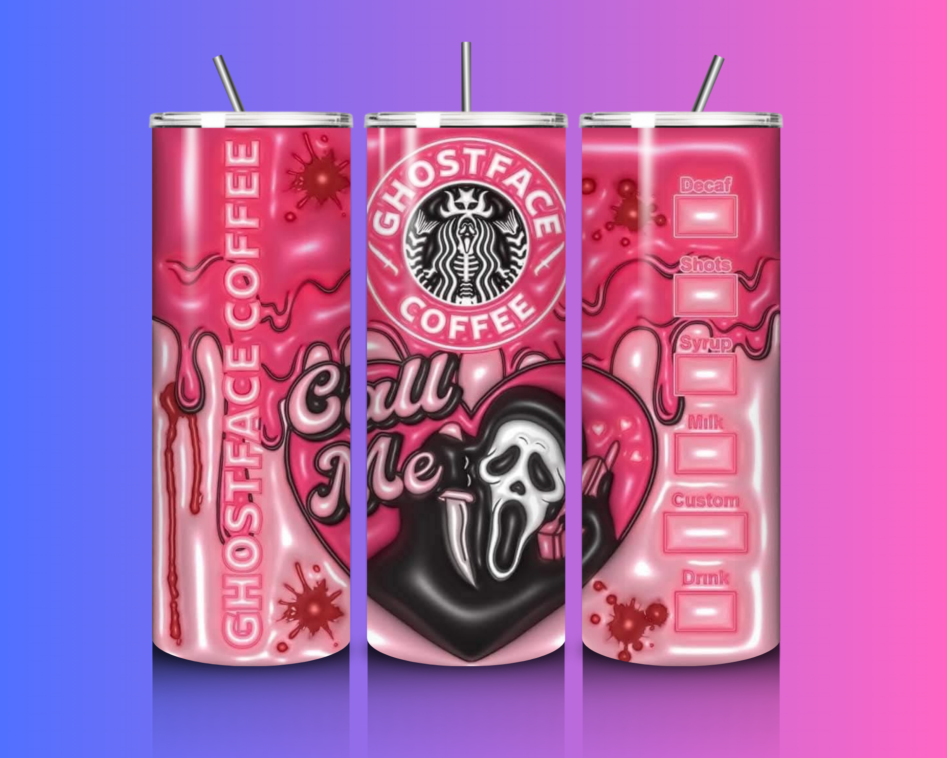 Ghostface 3d inflated - 20 oz Custom Tumbler  image 0